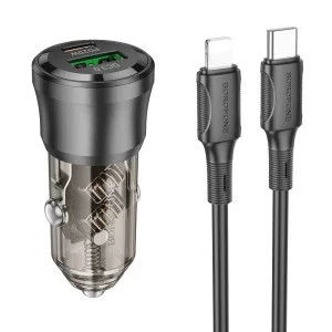 Авто зарядка Borofone BZ25 Journey PD38W(1C1A) (C to iP) [Transparent-Black]